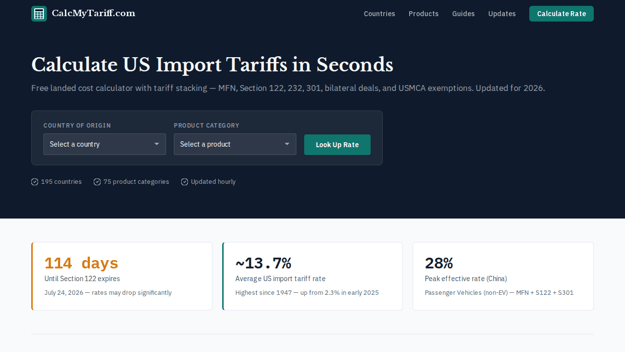 CalcMyTariff screenshot