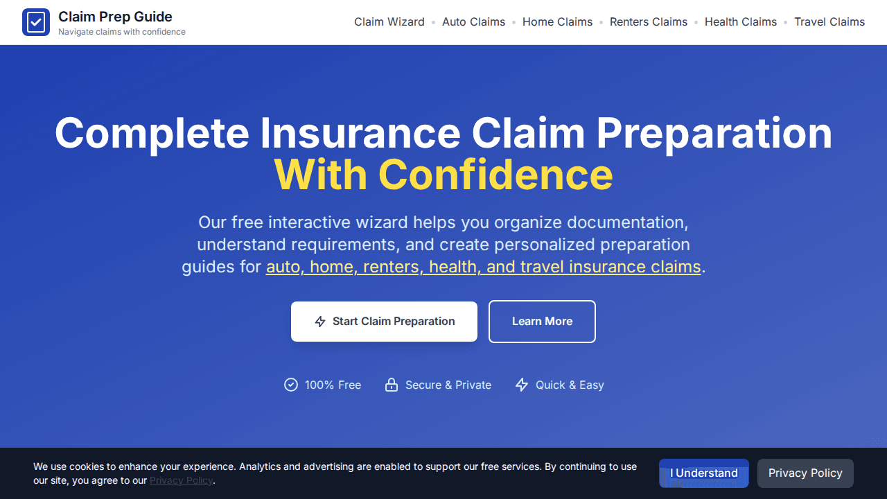 Claim Prep Guide screenshot