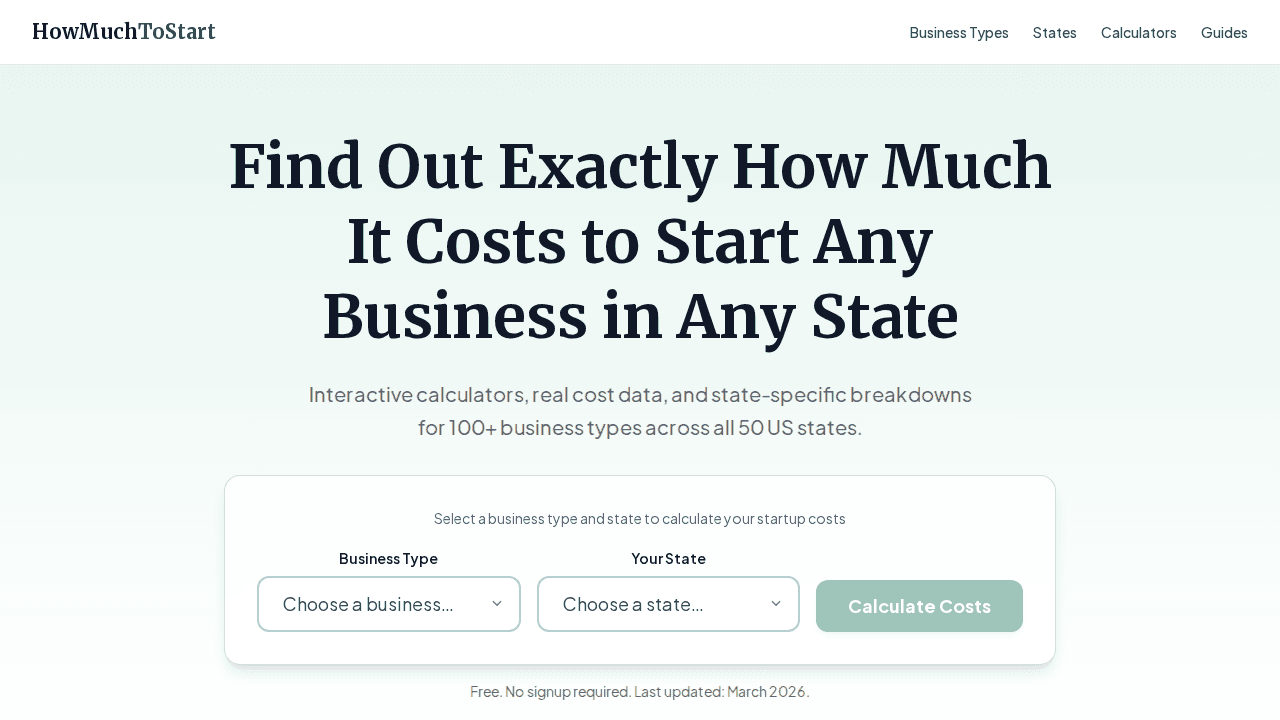 HowMuchToStart screenshot